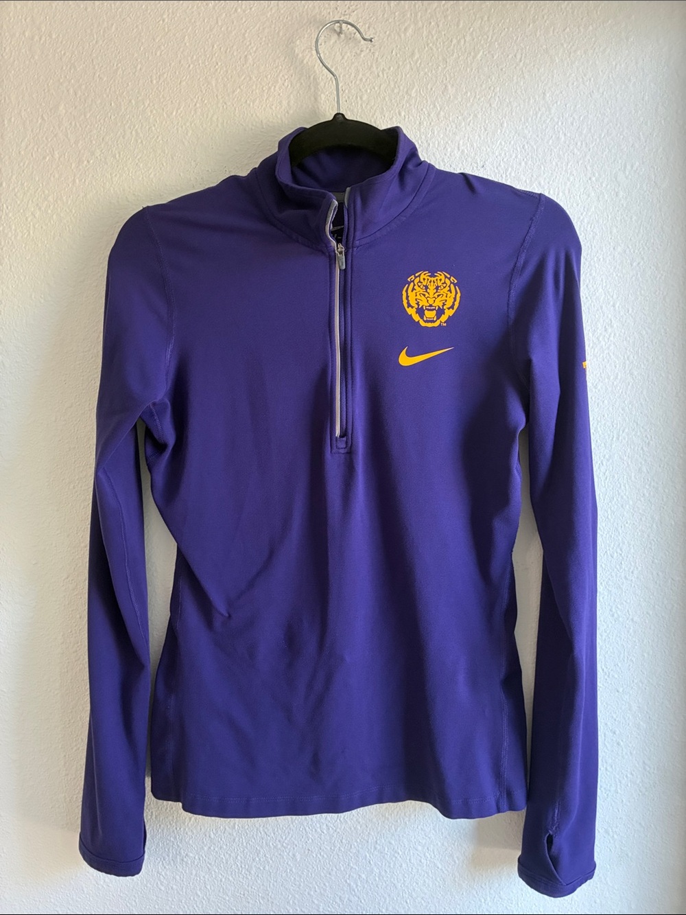 Nike Purple Quarter-Zip Pullover with Yellow Tiger and Swoosh